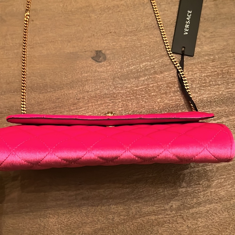 Versace La medusa icon quilted velvet pink Barbie leather crossbody bag NEW - Picture 8 of 9